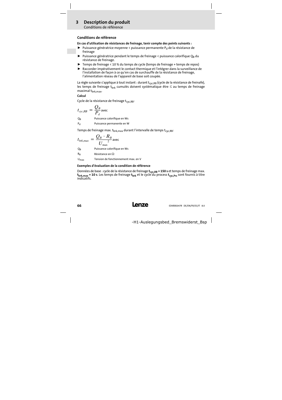 Conditions de référence, 3description du produit | Lenze ERBSxxxxxxxx User Manual | Page 66 / 132