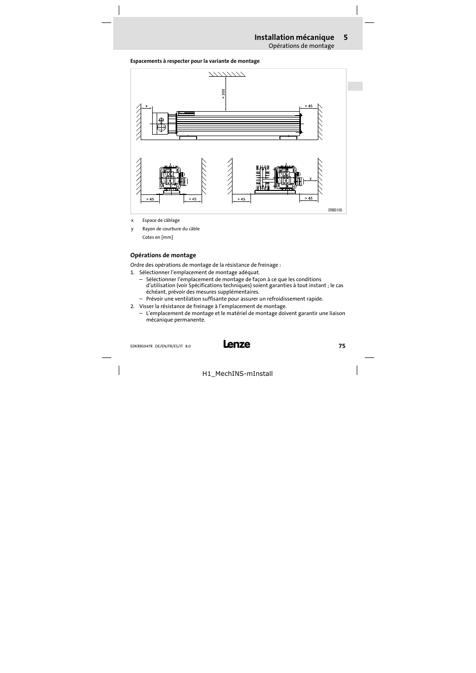 Opérations de montage | Lenze ERBSxxxxxxxx User Manual | Page 75 / 132
