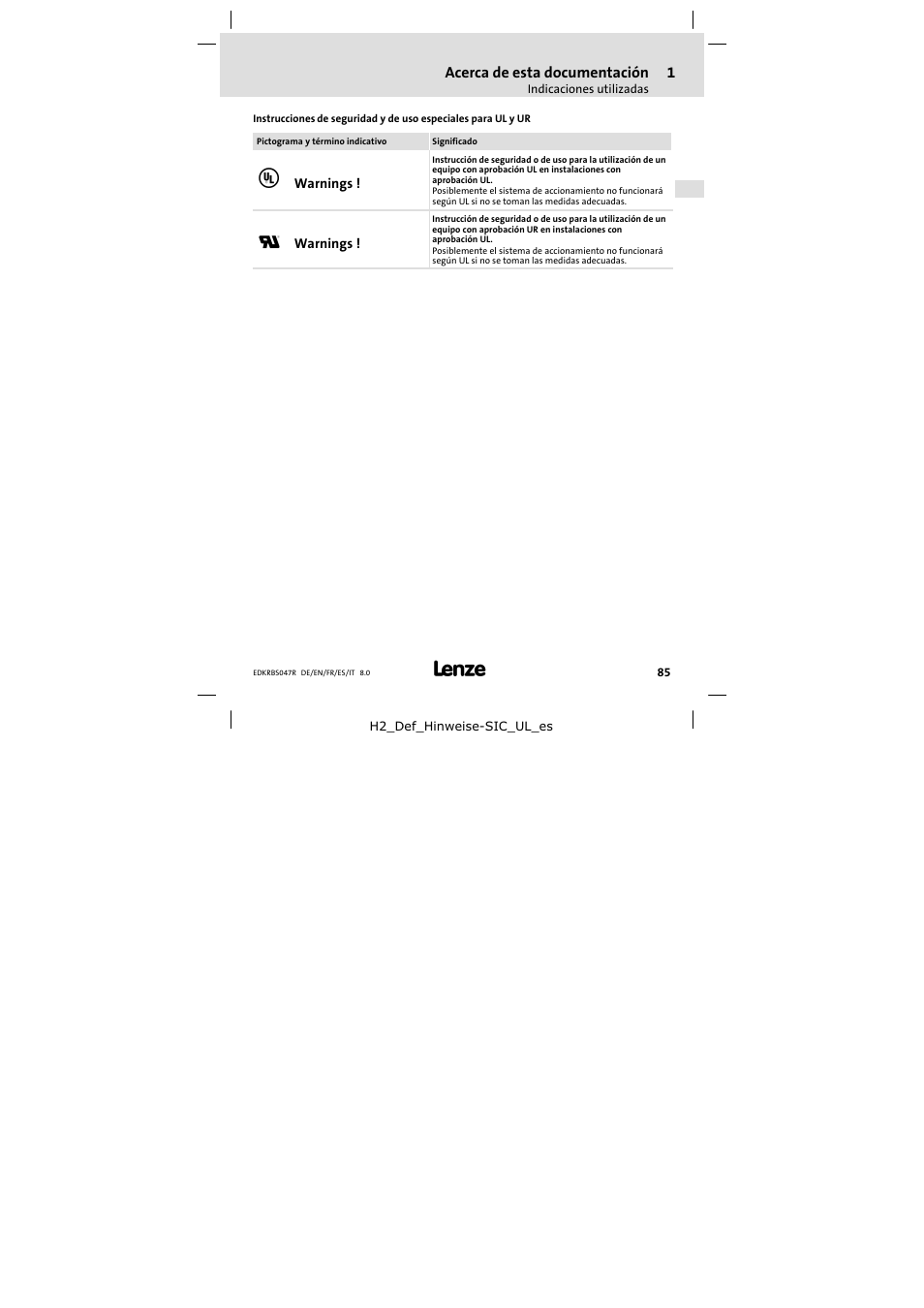 Lenze ERBSxxxxxxxx User Manual | Page 85 / 132