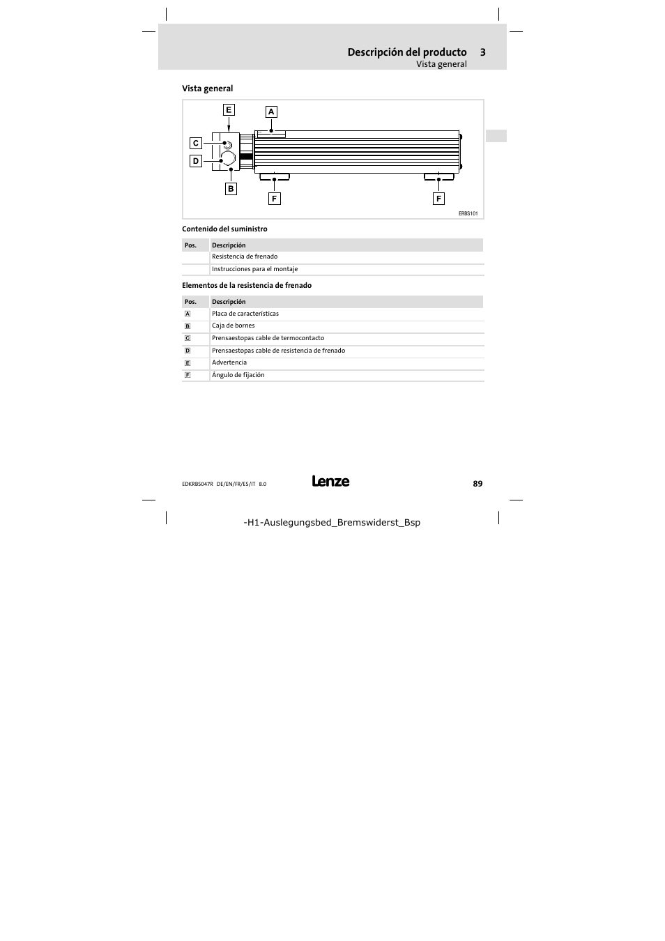 3 descripción del producto, Vista general, Descripción del producto | Lenze ERBSxxxxxxxx User Manual | Page 89 / 132