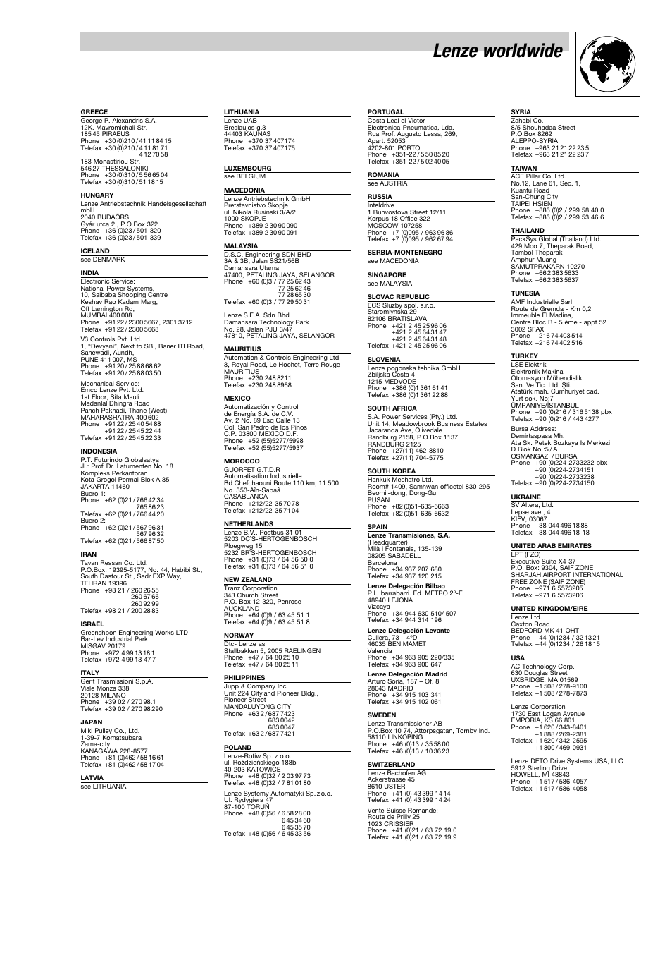 Lenze worldwide | Lenze 931W User Manual | Page 67 / 68