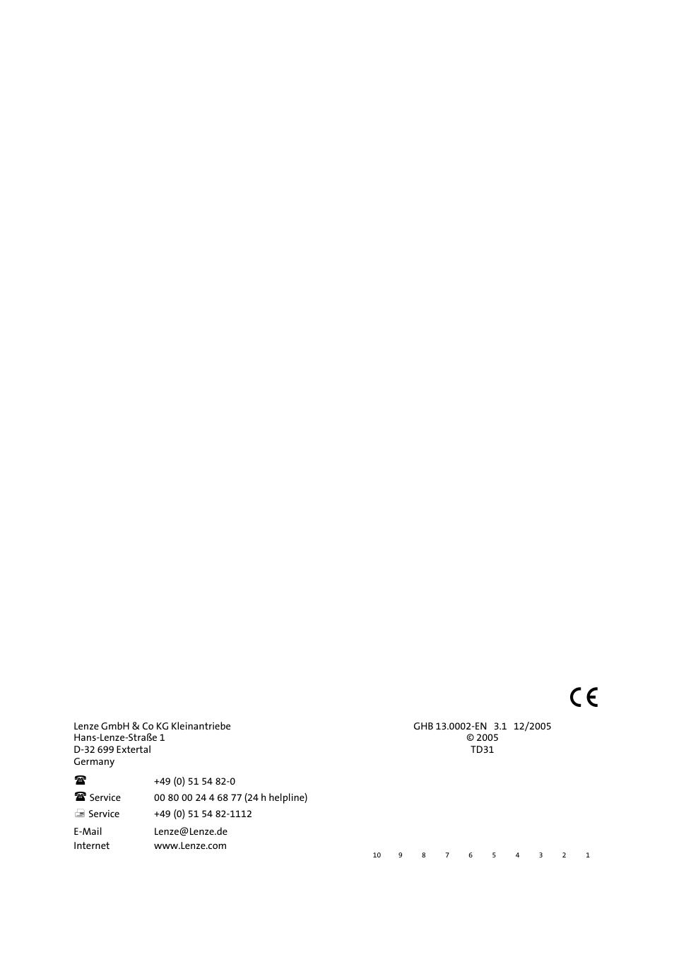 Lenze 931W User Manual | Page 68 / 68