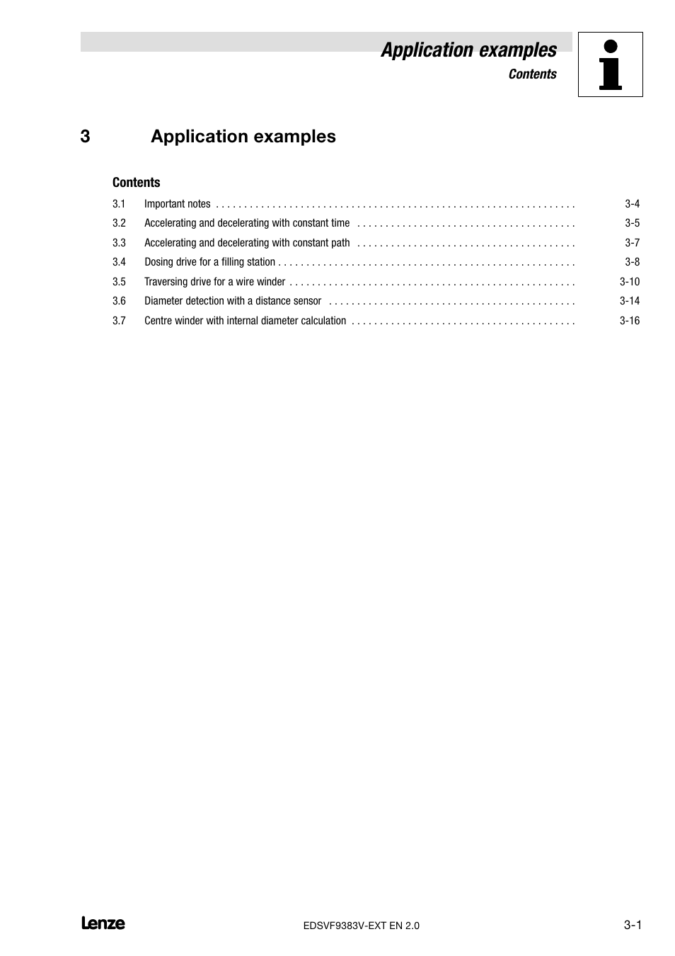Application examples, 3application examples | Lenze EVF9383 User Manual | Page 171 / 232