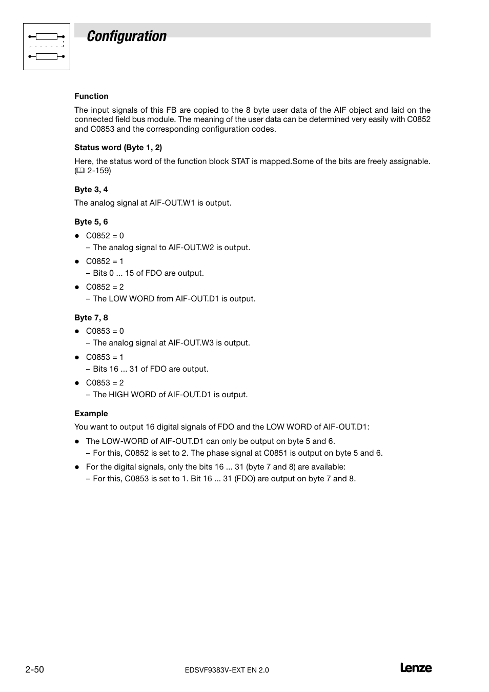 Configuration | Lenze EVF9383 User Manual | Page 58 / 232