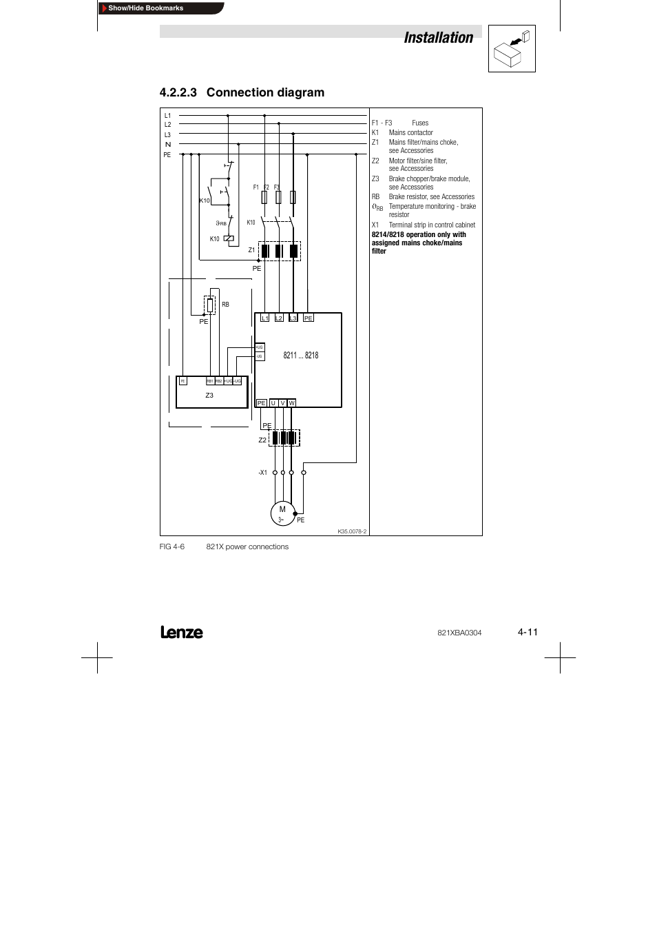 3 connection diagram, Installation | Lenze 8210 series User Manual | Page 29 / 70