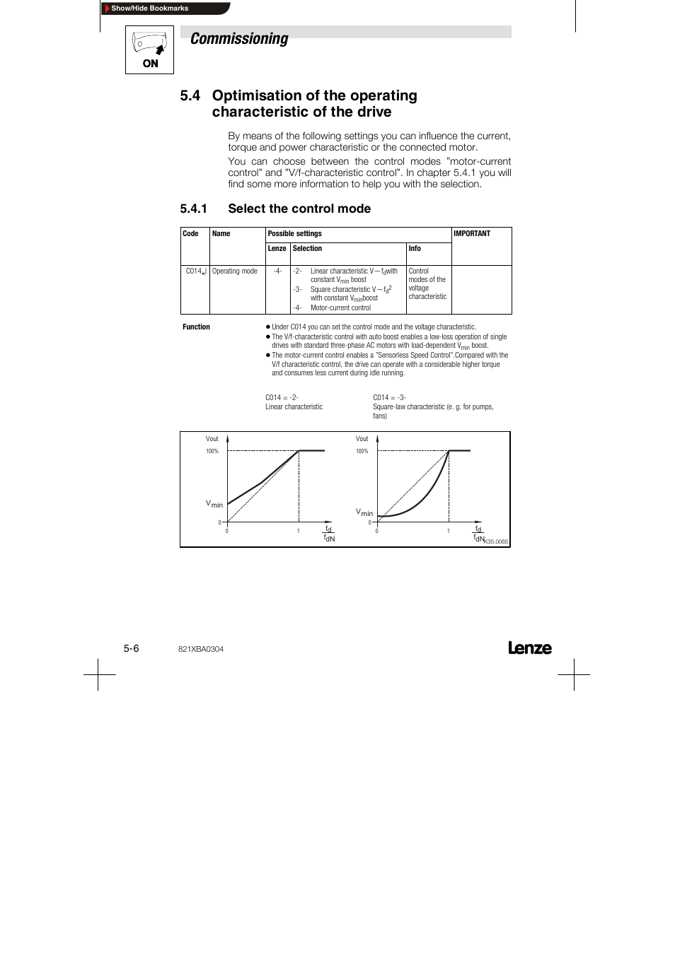 1 select the control mode, Commissioning | Lenze 8210 series User Manual | Page 42 / 70