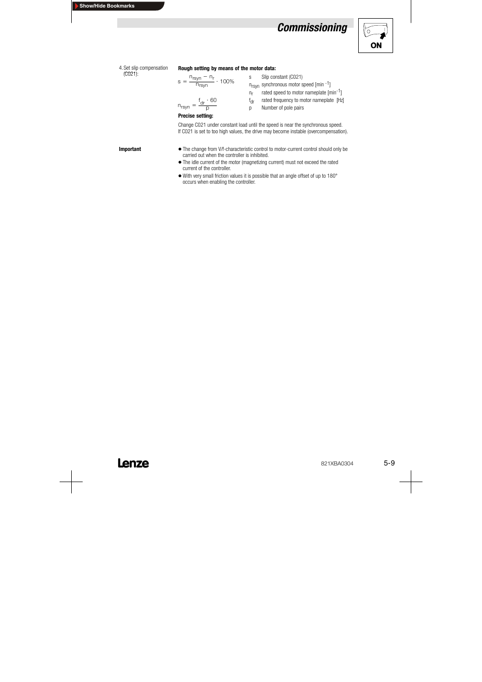 Commissioning | Lenze 8210 series User Manual | Page 45 / 70
