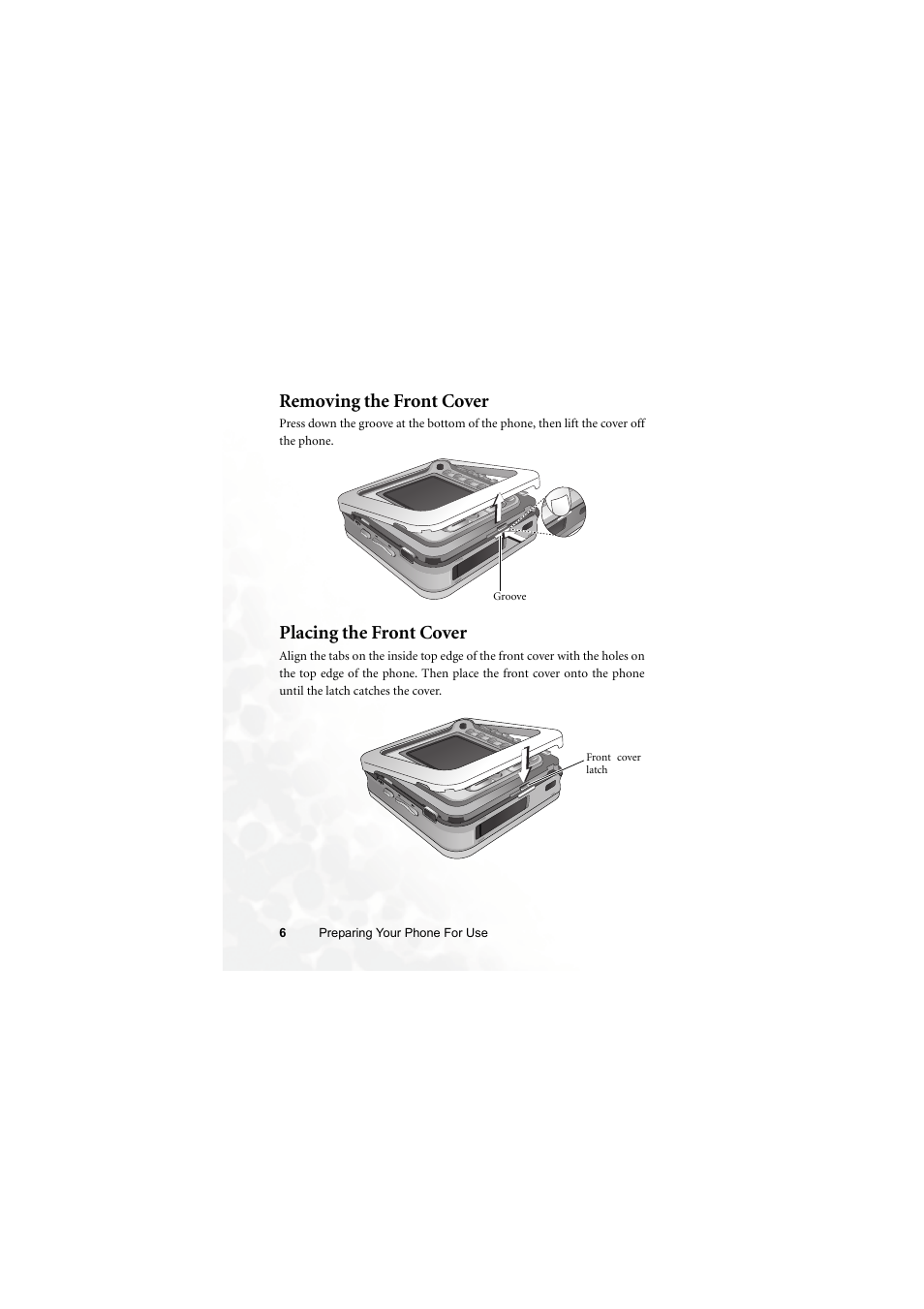 Removing the front cover, Placing the front cover | BenQ Z2 User Manual | Page 22 / 148