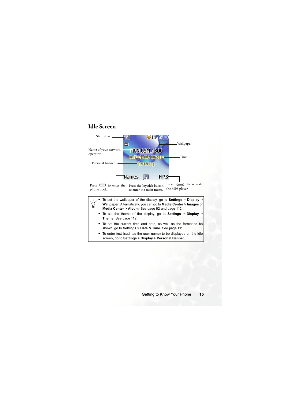 Idle screen | BenQ Z2 User Manual | Page 31 / 148