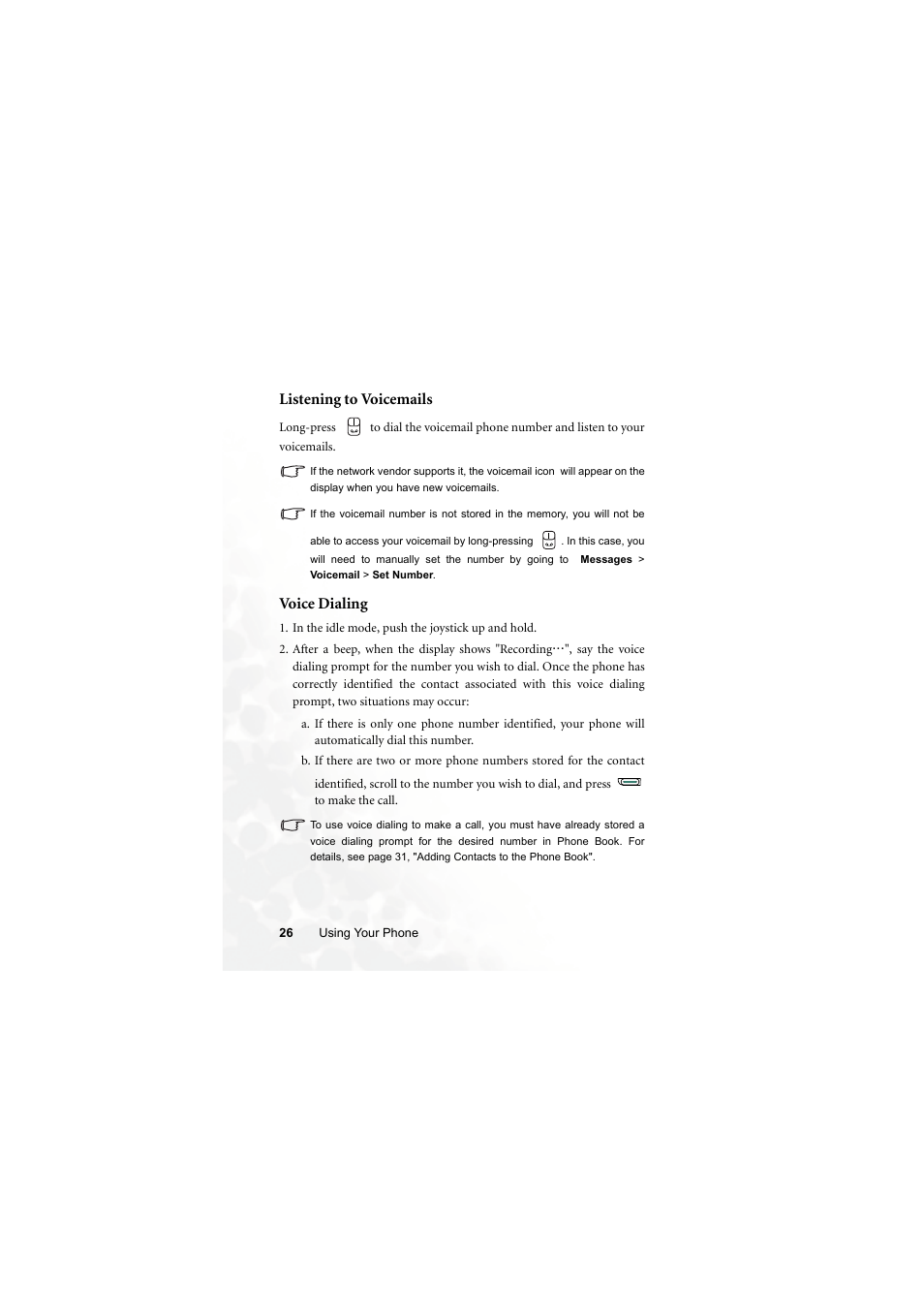 Listening to voicemails, Voice dialing, Listening to voicemails voice dialing | BenQ Z2 User Manual | Page 42 / 148