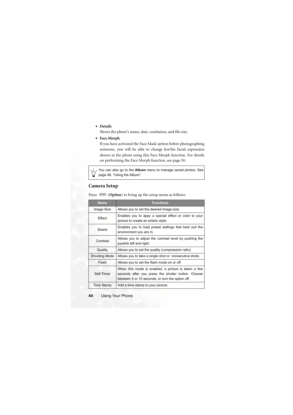 Camera setup | BenQ Z2 User Manual | Page 60 / 148