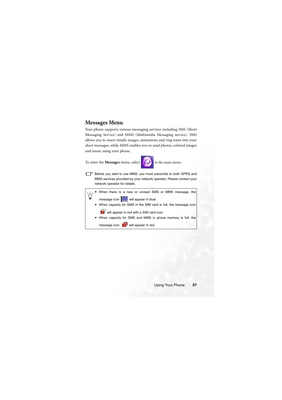 Messages menu | BenQ Z2 User Manual | Page 73 / 148
