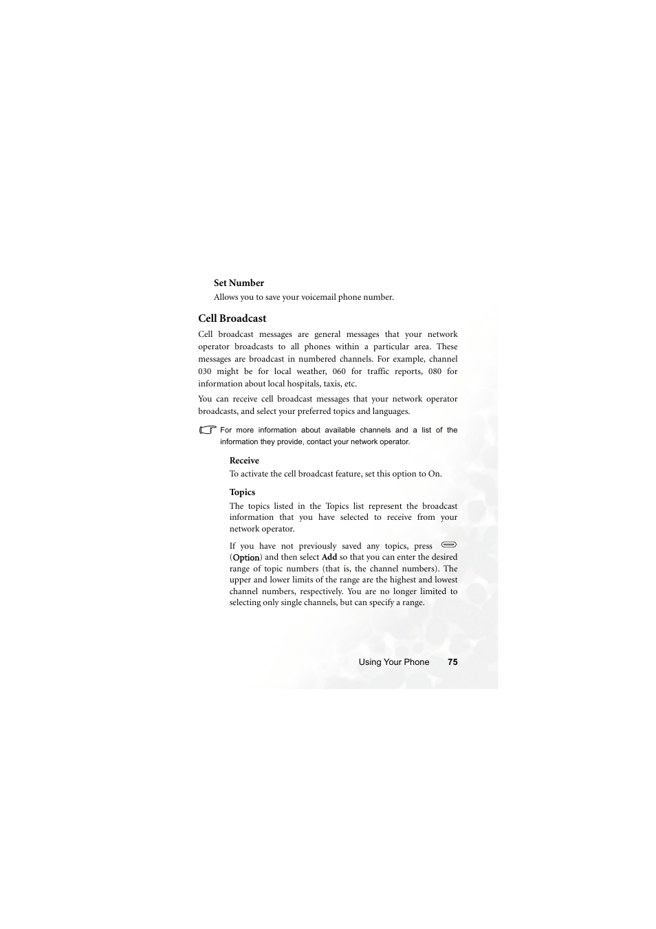 Cell broadcast | BenQ Z2 User Manual | Page 91 / 148