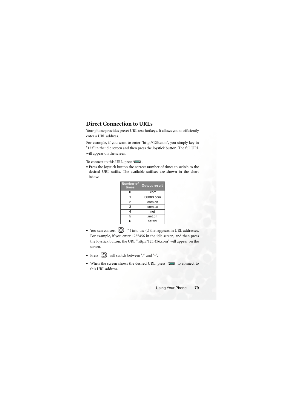 Direct connection to urls | BenQ Z2 User Manual | Page 95 / 148