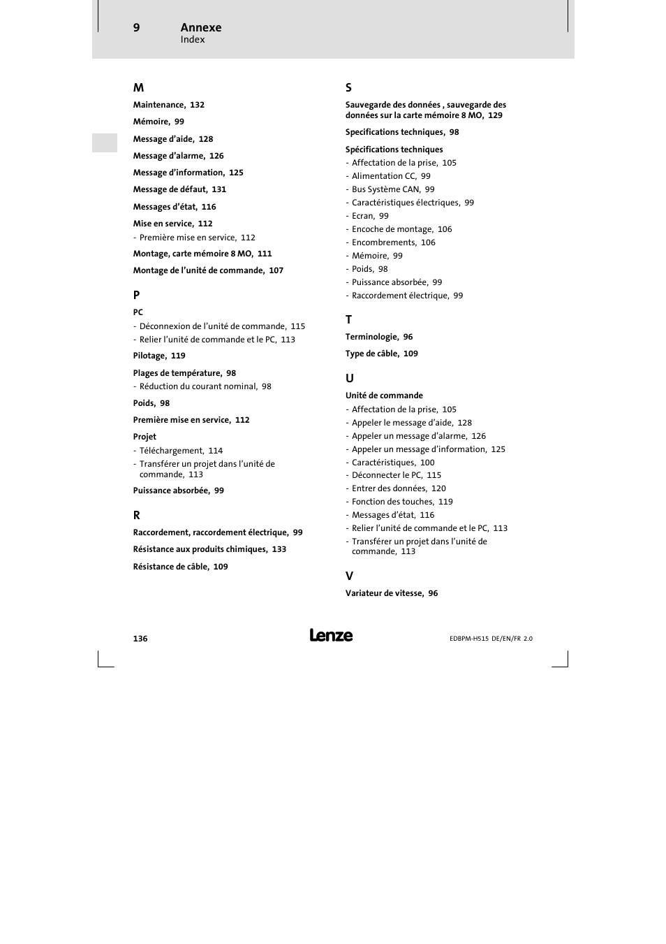 Lenze EPM-H515 User Manual | Page 136 / 138