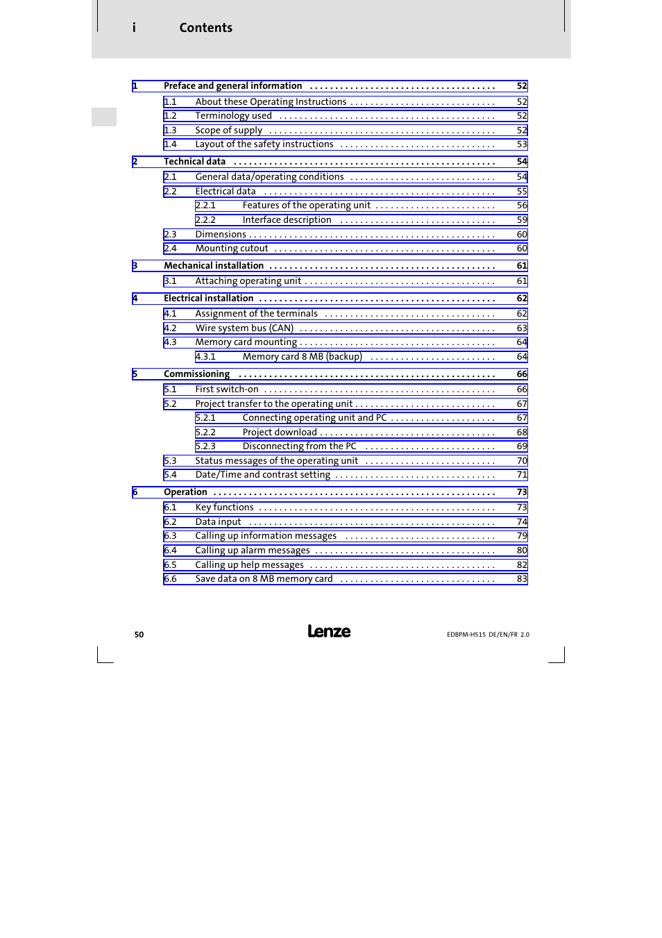 Lenze EPM-H515 User Manual | Page 50 / 138