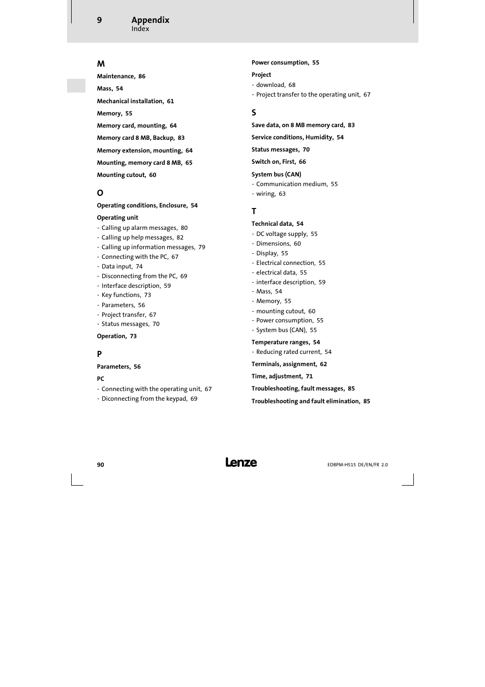 Lenze EPM-H515 User Manual | Page 90 / 138
