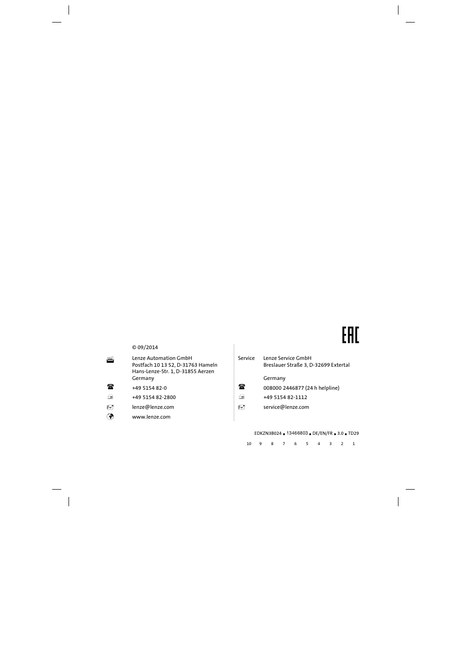 Lenze EZN3B series User Manual | Page 70 / 70