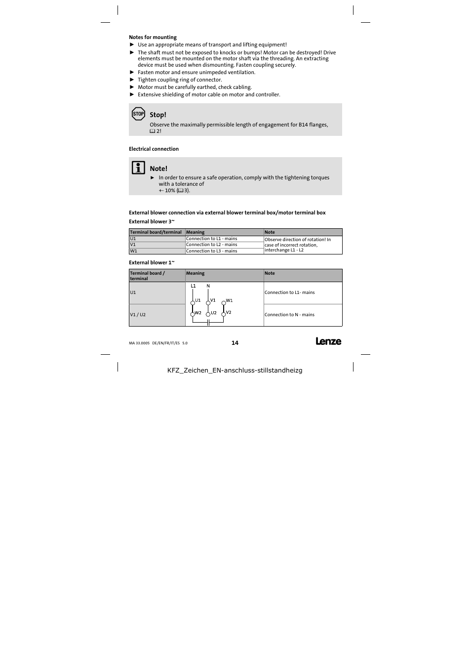 Lenze MHERA Three-phase AC motors User Manual | Page 14 / 36