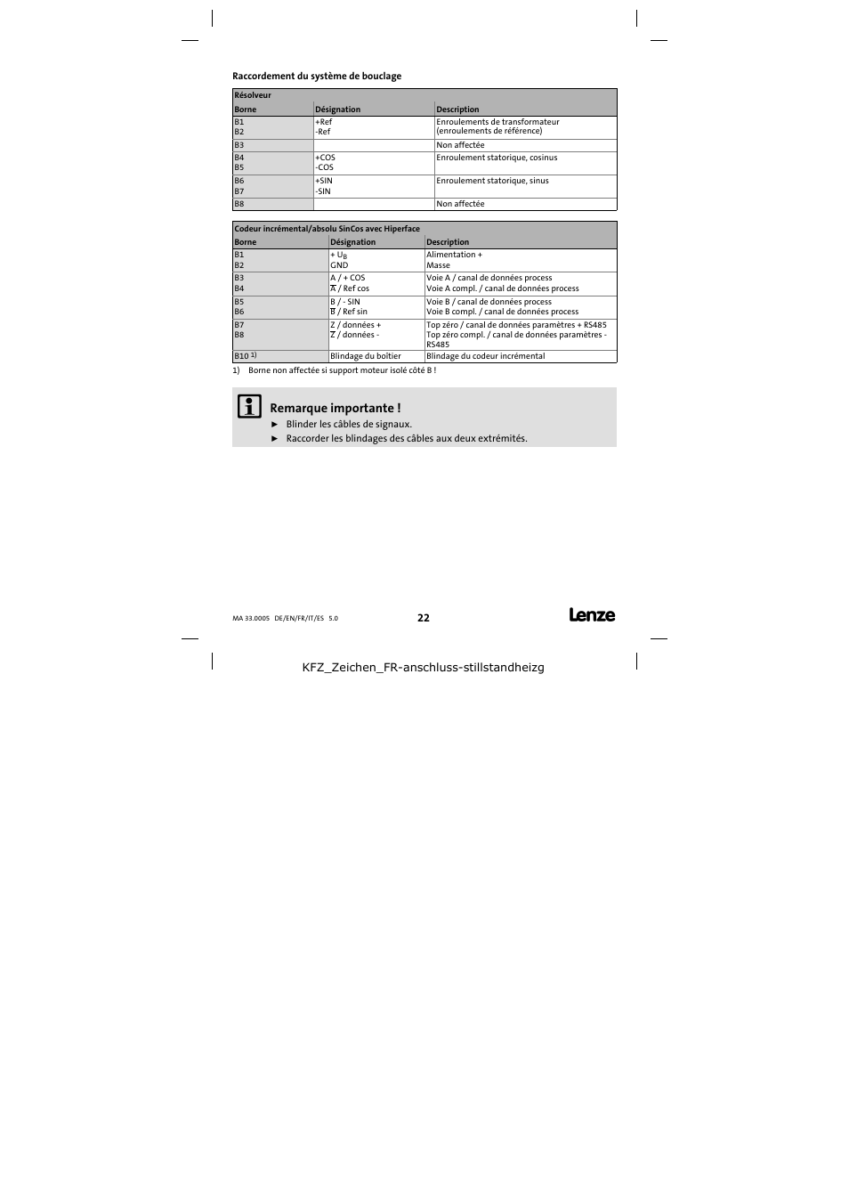 Remarque importante | Lenze MHERA Three-phase AC motors User Manual | Page 22 / 36