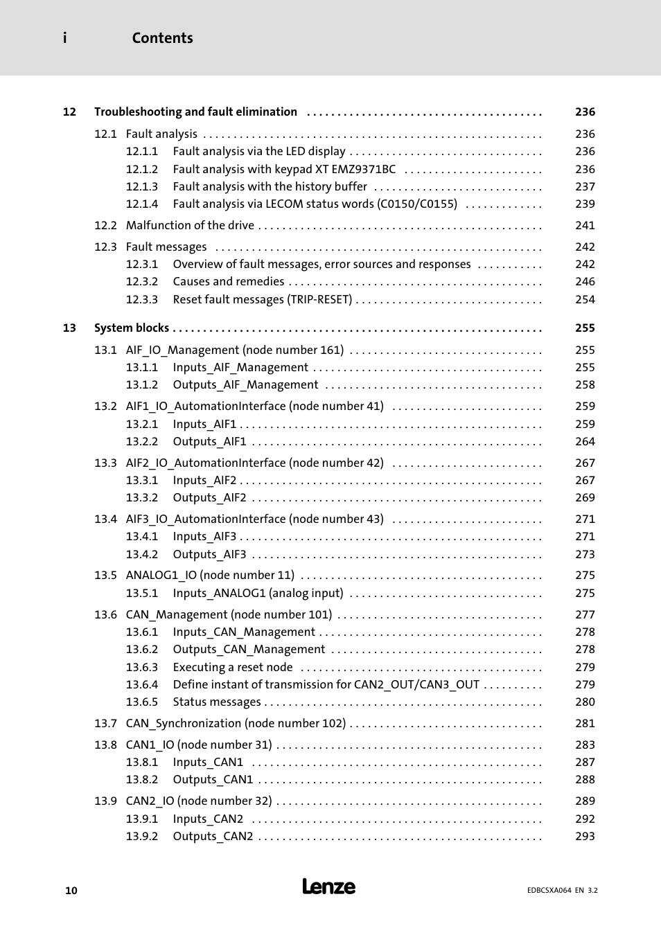 Contents i | Lenze ECSCAxxx User Manual | Page 10 / 483