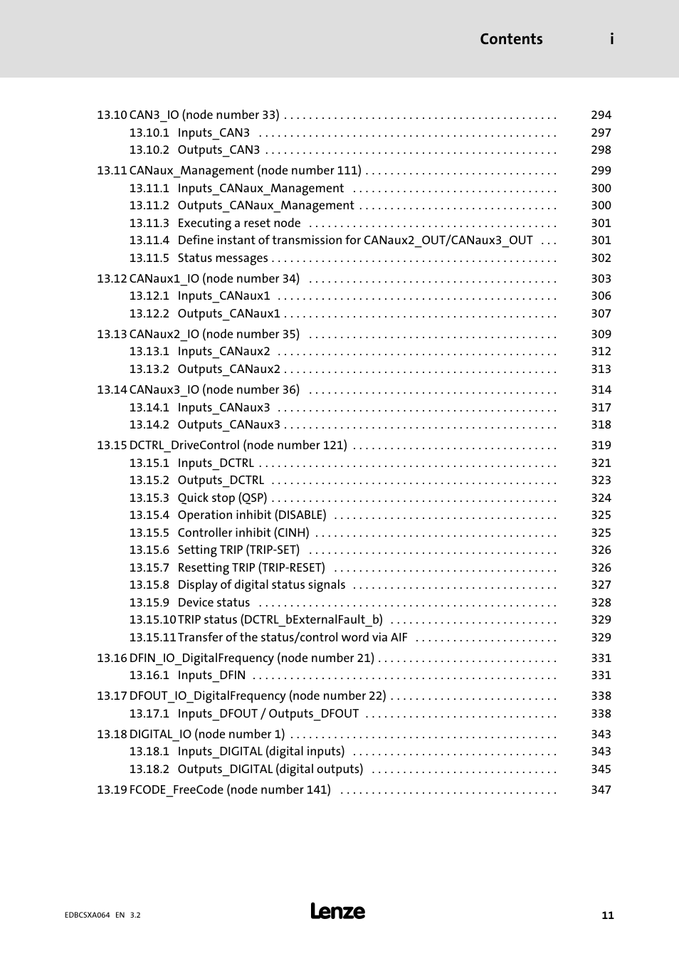 Contents i | Lenze ECSCAxxx User Manual | Page 11 / 483