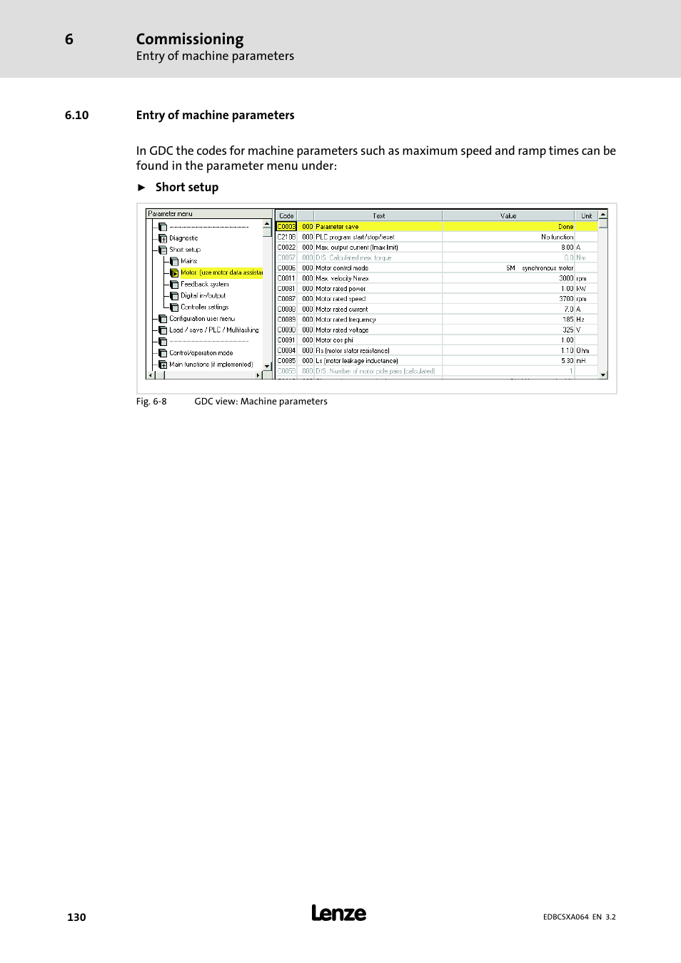 10 entry of machine parameters | Lenze ECSCAxxx User Manual | Page 130 / 483