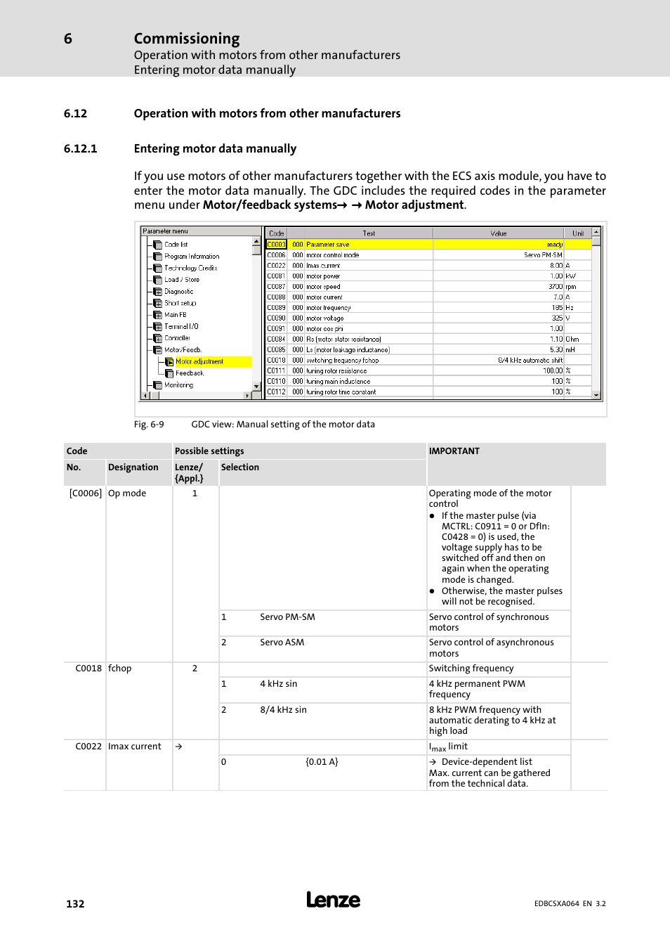 12 operation with motors from other manufacturers, 1 entering motor data manually, Entering motor data manually | Commissioning | Lenze ECSCAxxx User Manual | Page 132 / 483