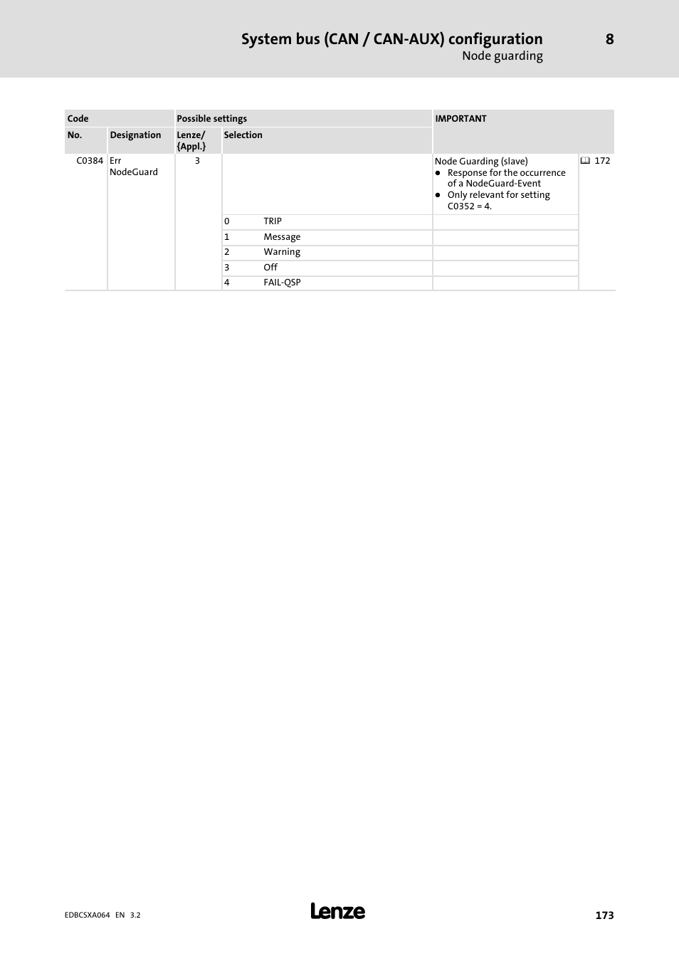 System bus (can / can−aux) configuration | Lenze ECSCAxxx User Manual | Page 173 / 483