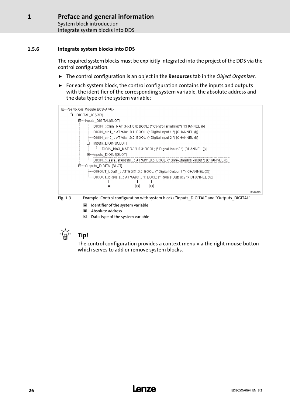 6 integrate system blocks into dds, Integrate system blocks into dds | Lenze ECSCAxxx User Manual | Page 26 / 483