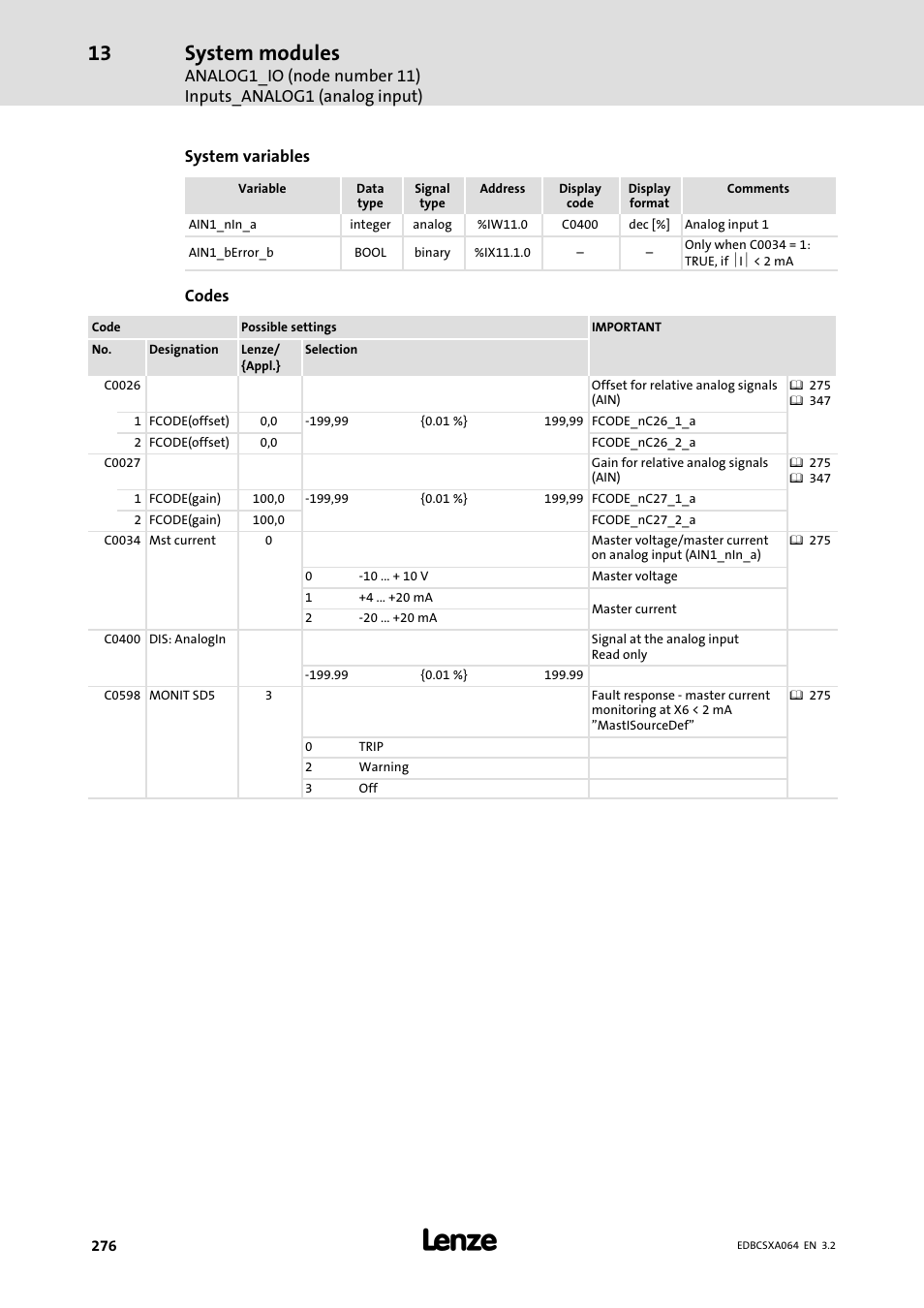 System modules | Lenze ECSCAxxx User Manual | Page 276 / 483