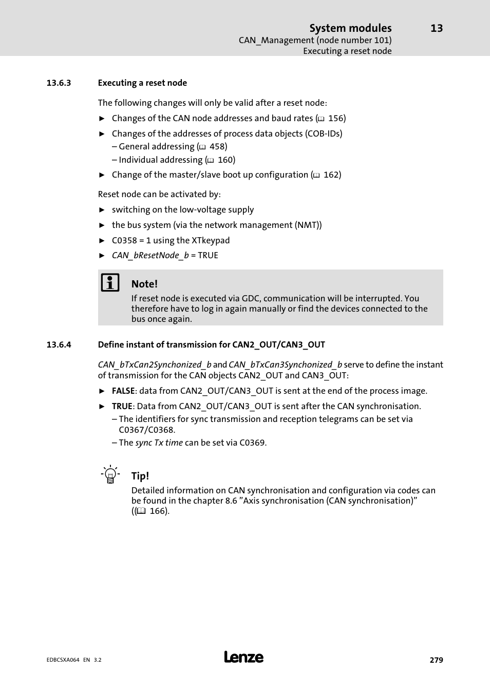 3 executing a reset node, Executing a reset node, System modules | Lenze ECSCAxxx User Manual | Page 279 / 483