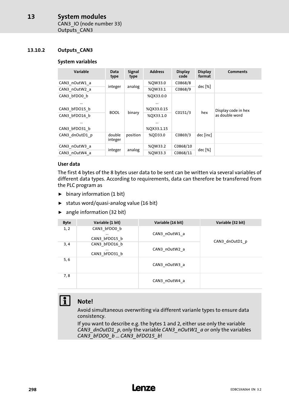 2 outputs_can3, System modules | Lenze ECSCAxxx User Manual | Page 298 / 483