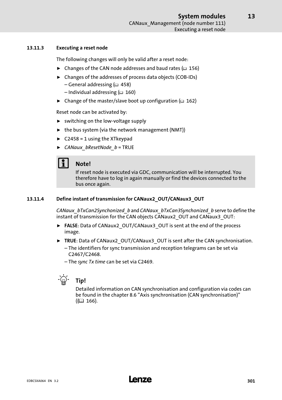 3 executing a reset node, System modules | Lenze ECSCAxxx User Manual | Page 301 / 483