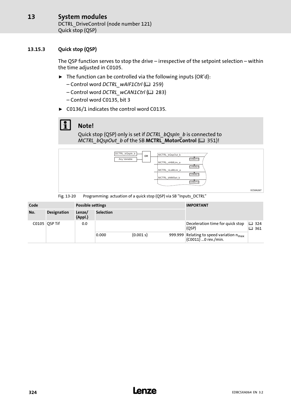 3 quick stop (qsp), System modules | Lenze ECSCAxxx User Manual | Page 324 / 483