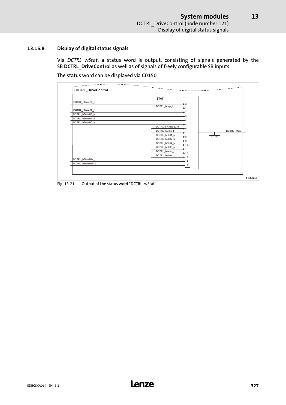 8 display of digital status signals, System modules | Lenze ECSCAxxx User Manual | Page 327 / 483