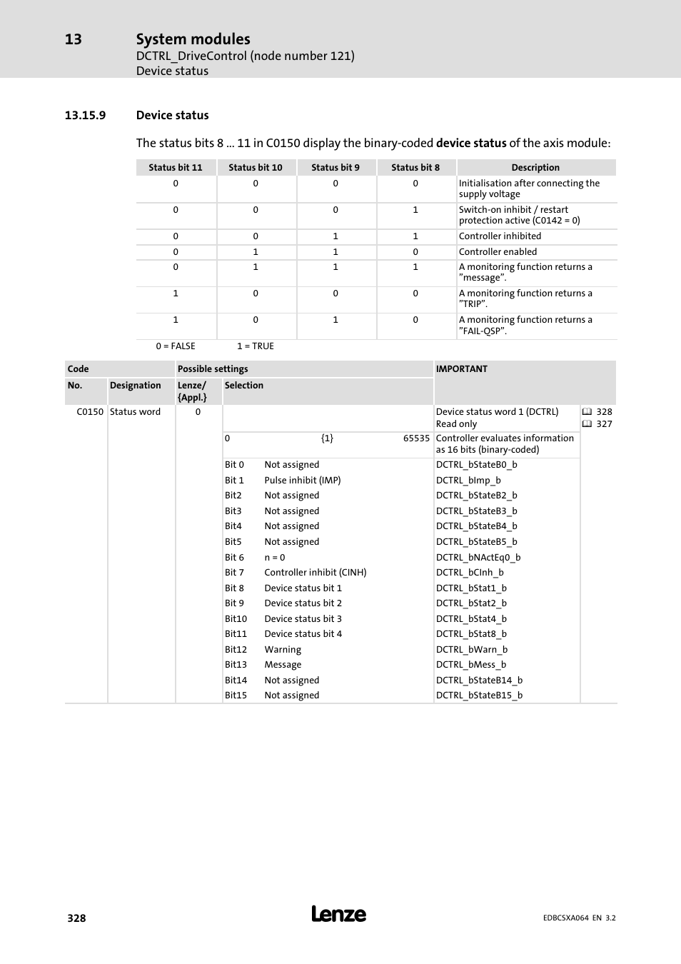 9 device status, System modules | Lenze ECSCAxxx User Manual | Page 328 / 483
