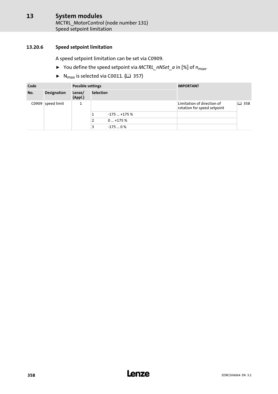 6 speed setpoint limitation, System modules | Lenze ECSCAxxx User Manual | Page 358 / 483