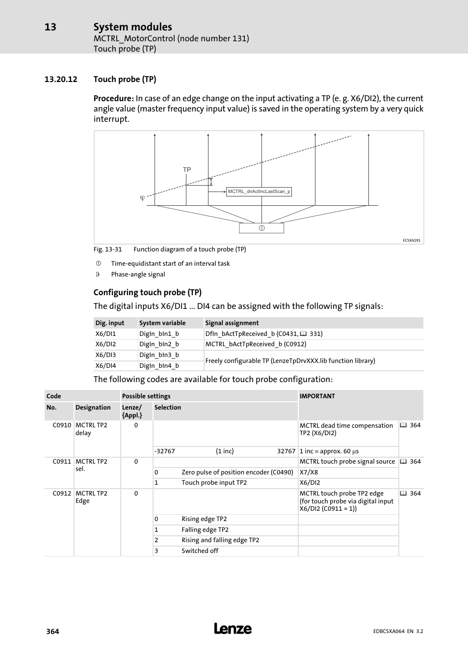 12 touch probe (tp), System modules | Lenze ECSCAxxx User Manual | Page 364 / 483