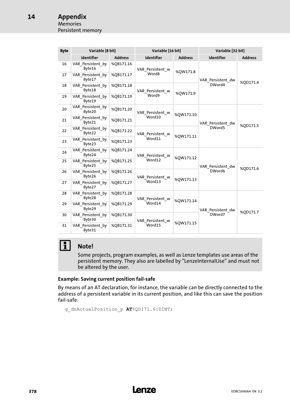 Appendix | Lenze ECSCAxxx User Manual | Page 378 / 483