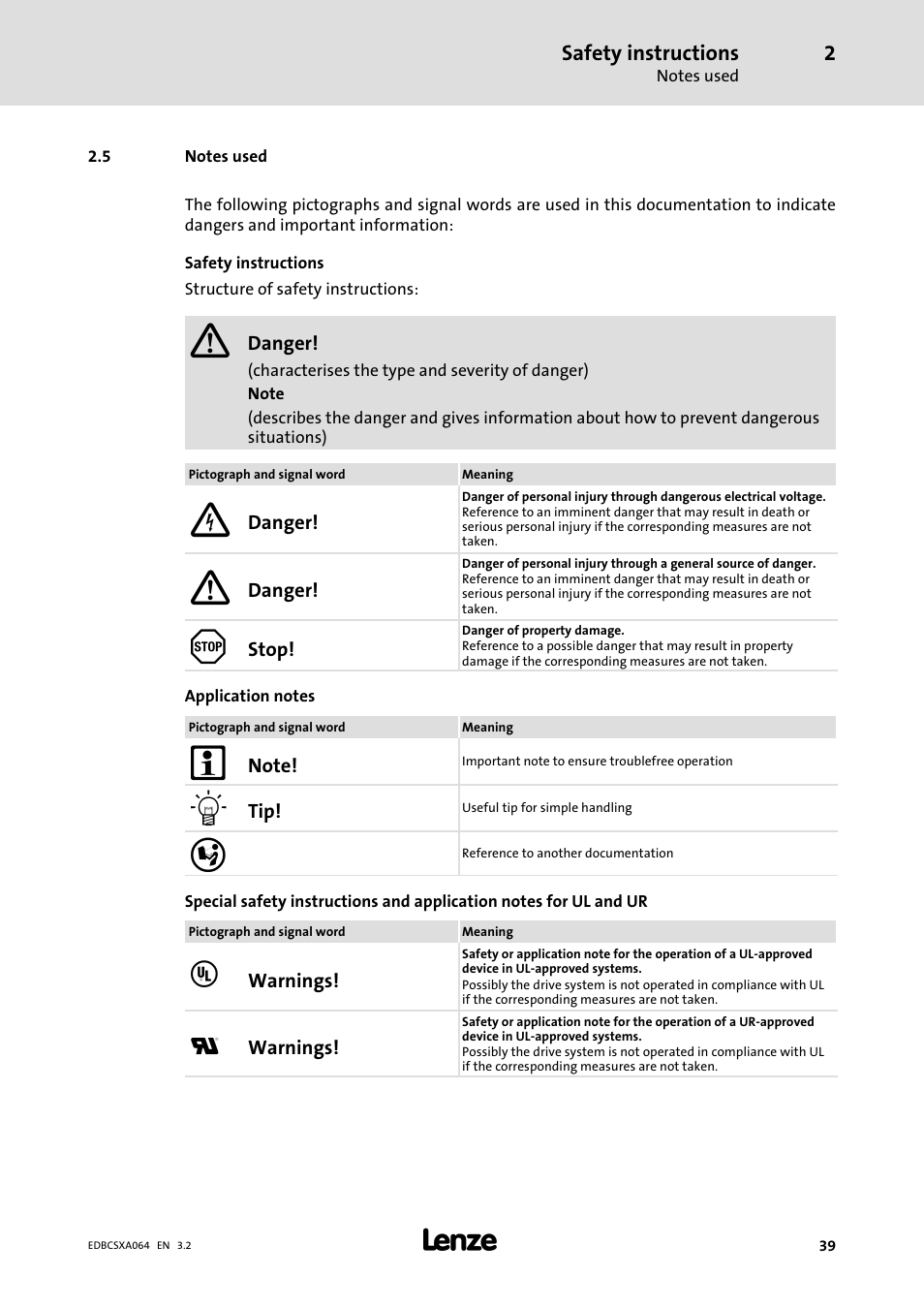5 notes used, Notes used | Lenze ECSCAxxx User Manual | Page 39 / 483