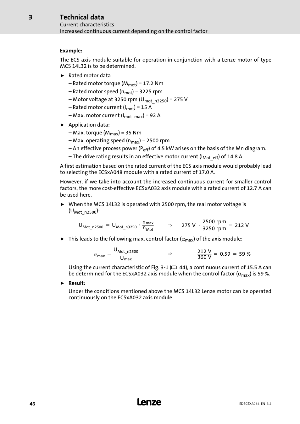 Technical data | Lenze ECSCAxxx User Manual | Page 46 / 483