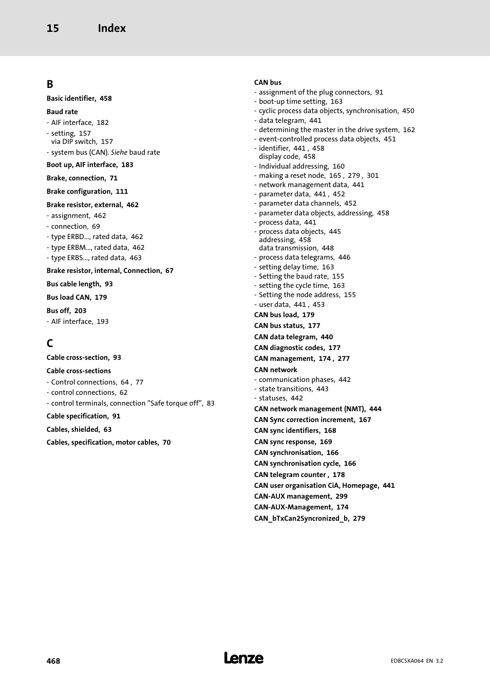 Index 15 | Lenze ECSCAxxx User Manual | Page 468 / 483