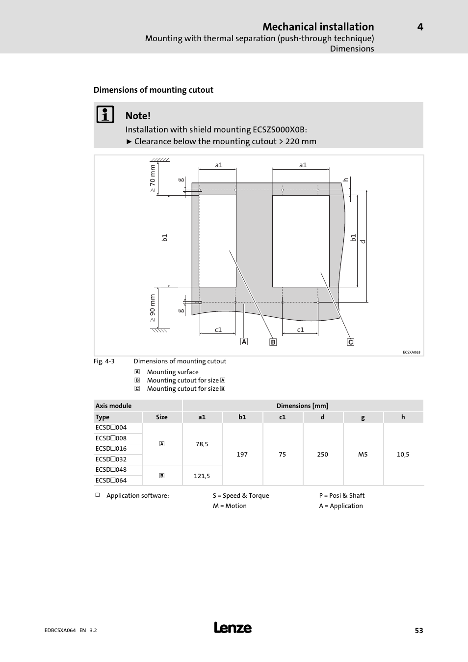 Mechanical installation | Lenze ECSCAxxx User Manual | Page 53 / 483