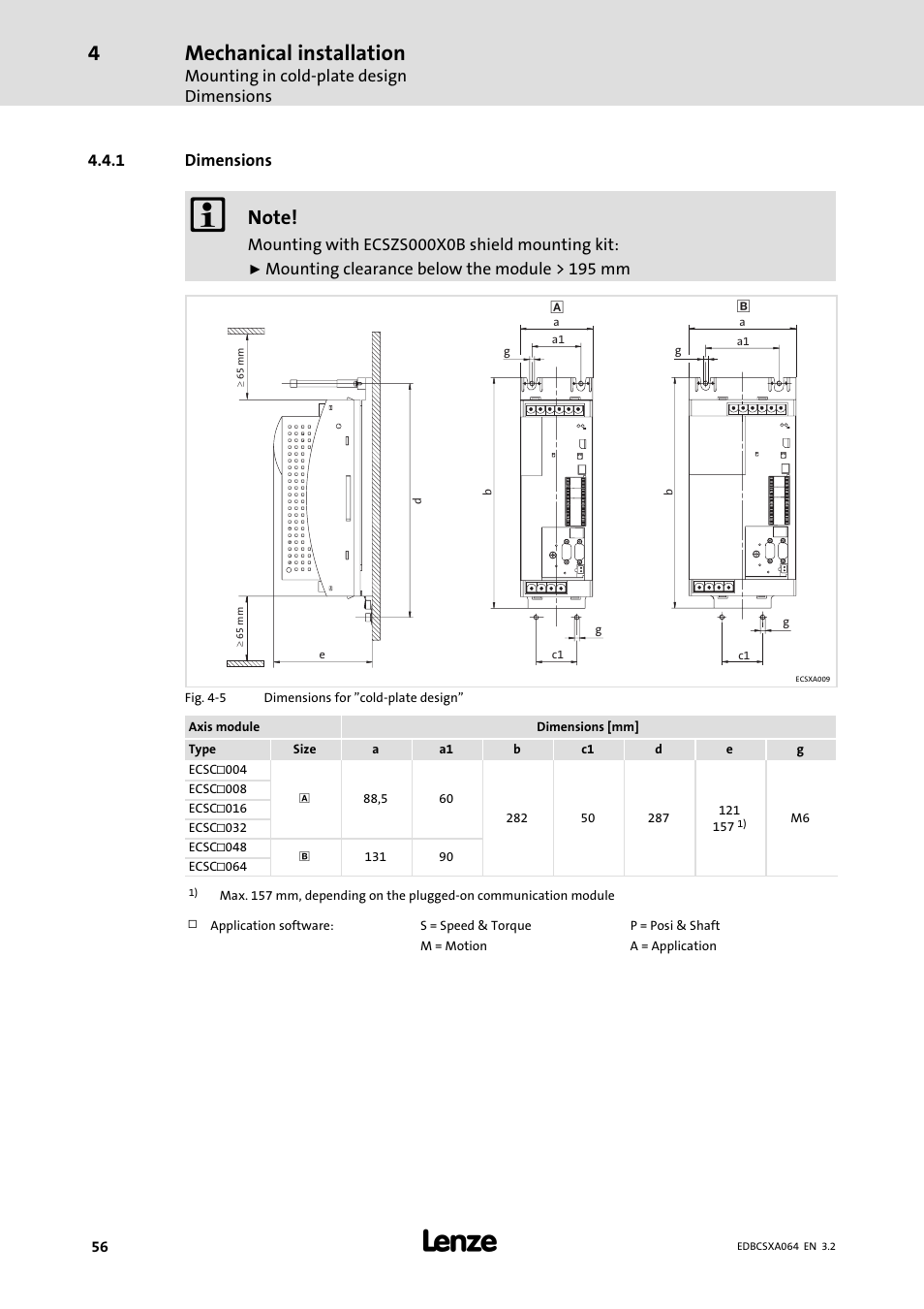 1 dimensions, Dimensions, Mechanical installation | Lenze ECSCAxxx User Manual | Page 56 / 483