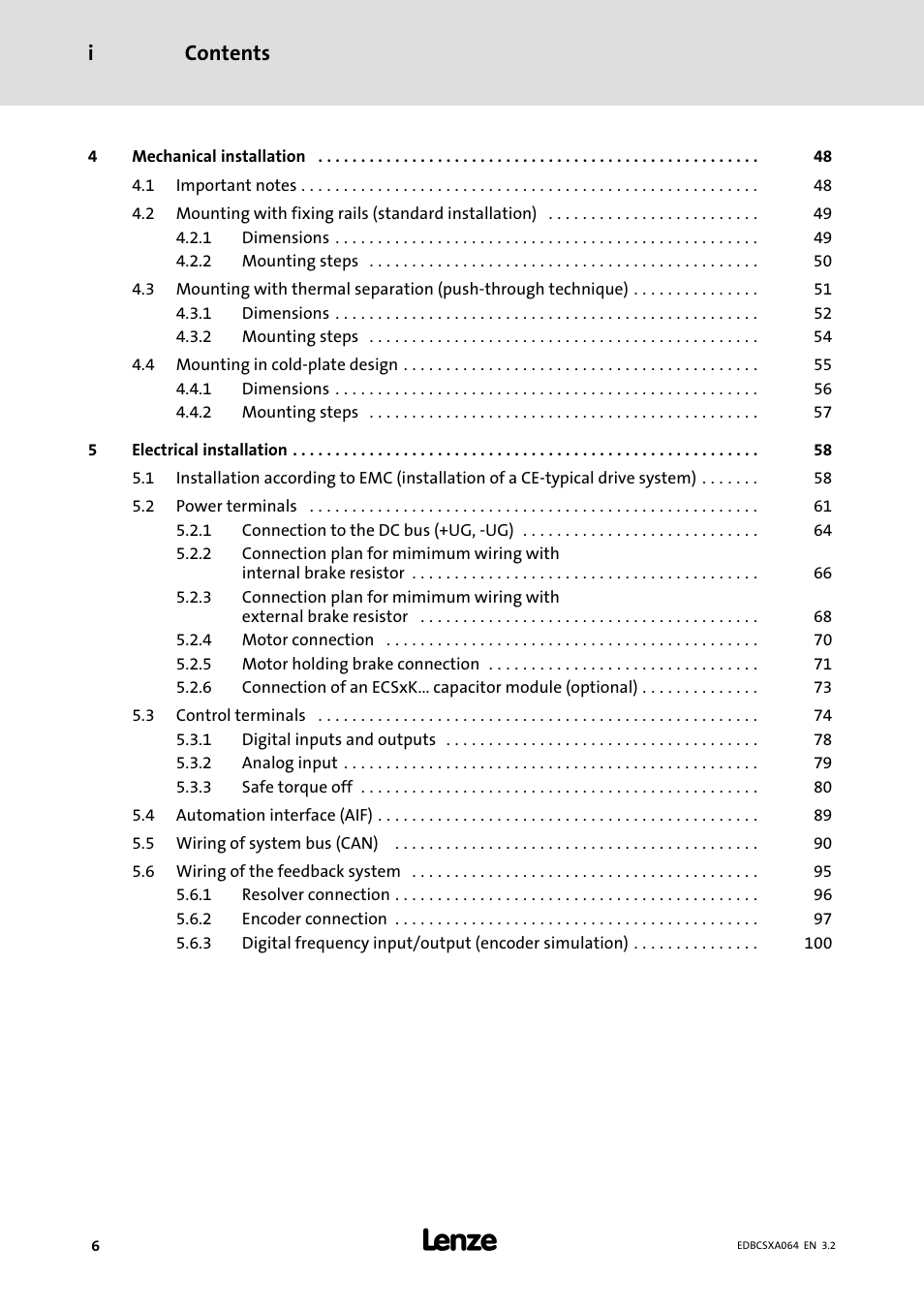 Contents i | Lenze ECSCAxxx User Manual | Page 6 / 483