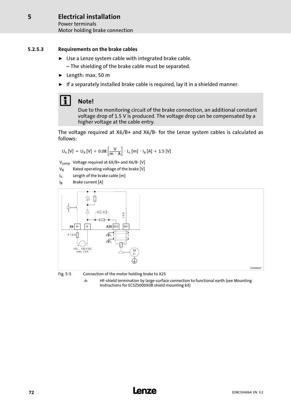 Electrical installation | Lenze ECSCAxxx User Manual | Page 72 / 483