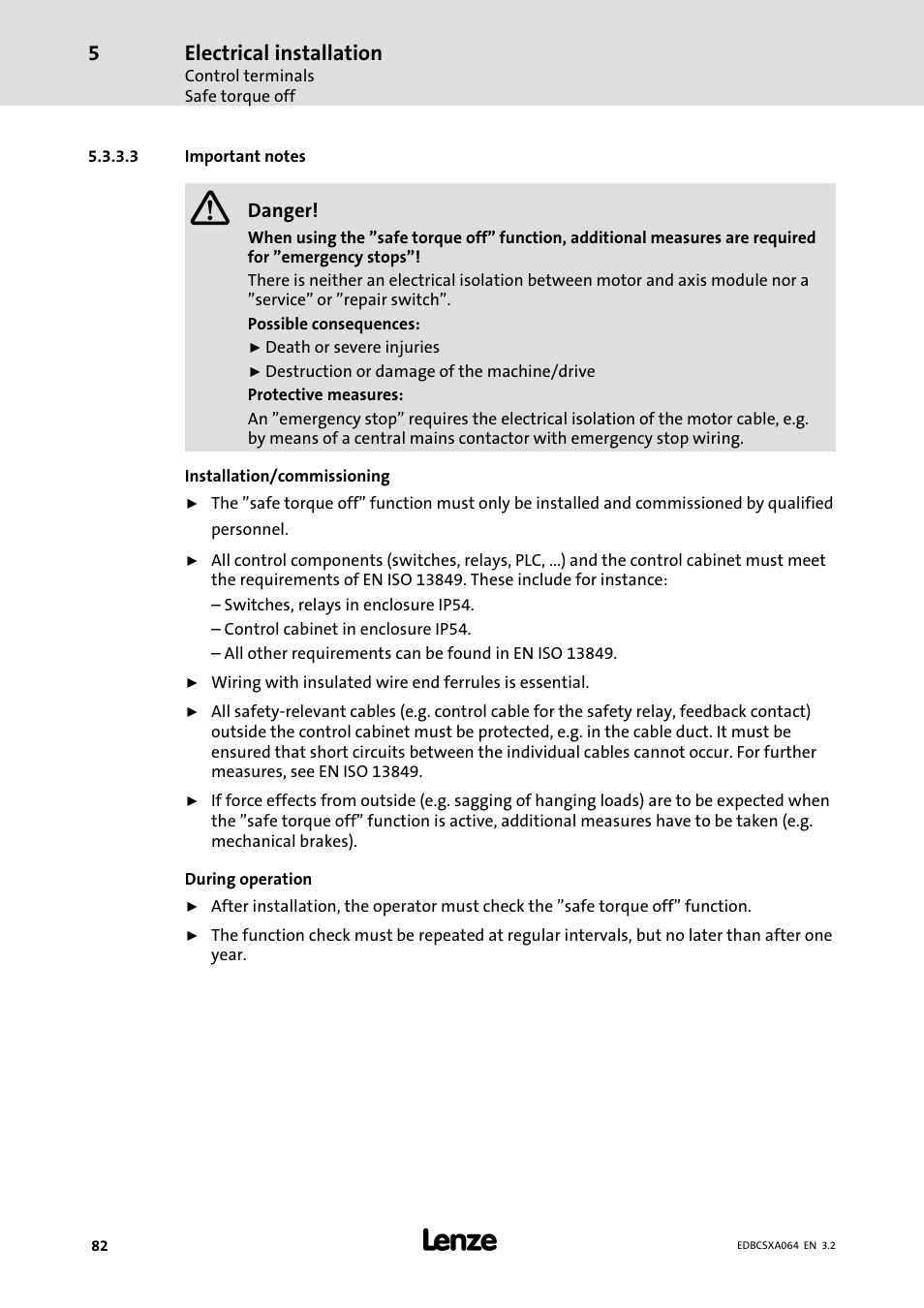 Electrical installation | Lenze ECSCAxxx User Manual | Page 82 / 483