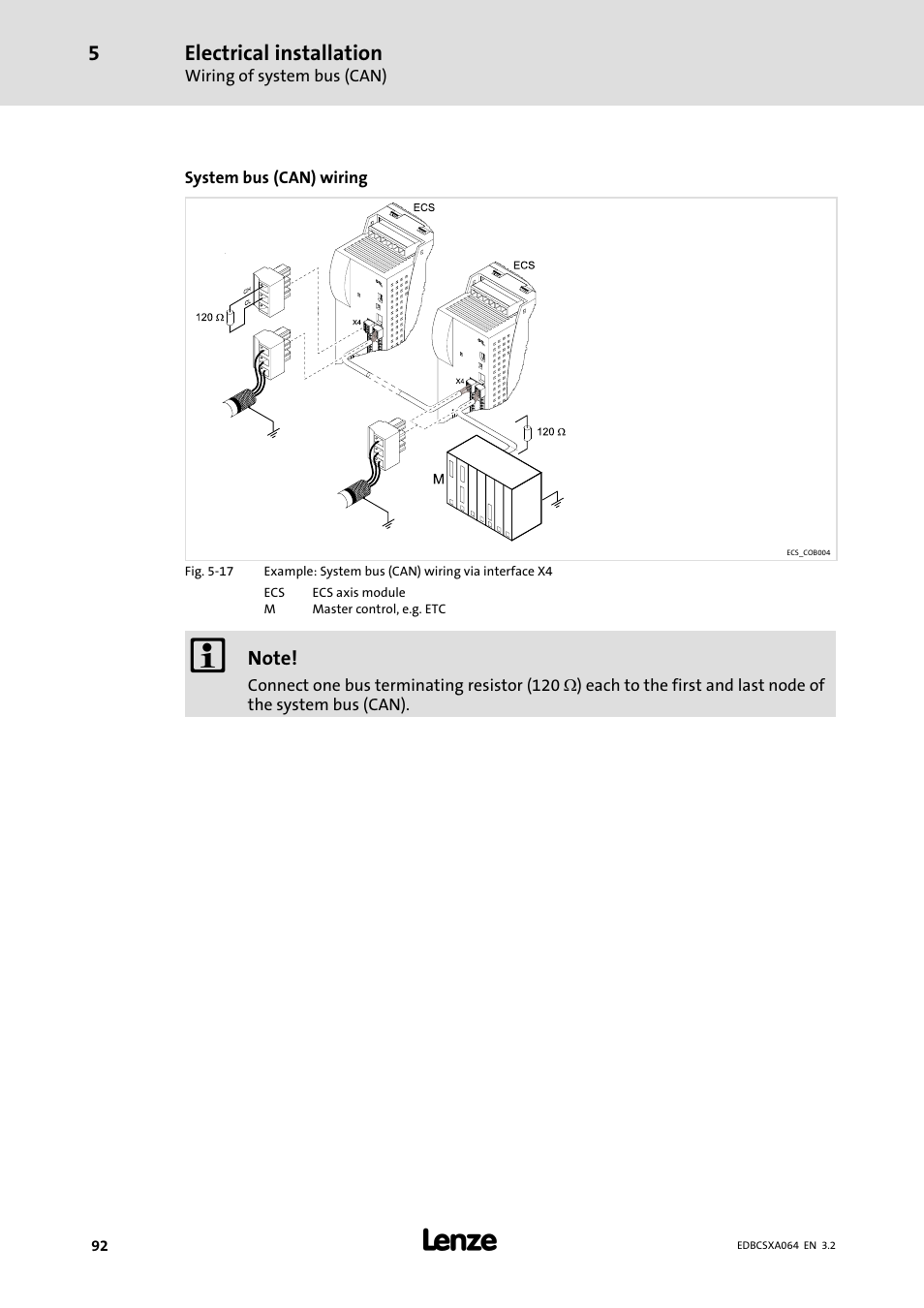 Electrical installation | Lenze ECSCAxxx User Manual | Page 92 / 483