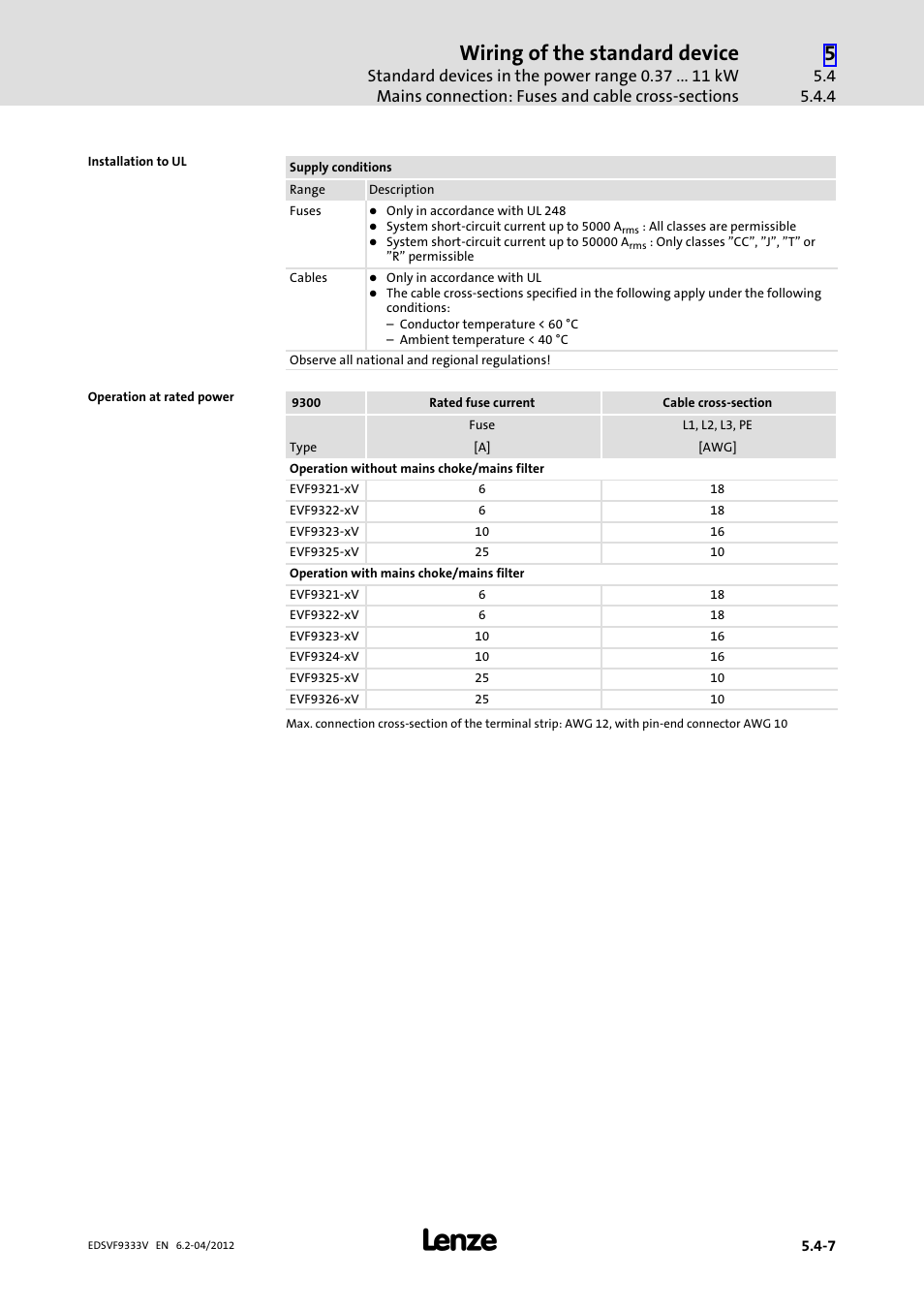 Wiring of the standard device | Lenze EVF9333−xV User Manual | Page 109 / 508
